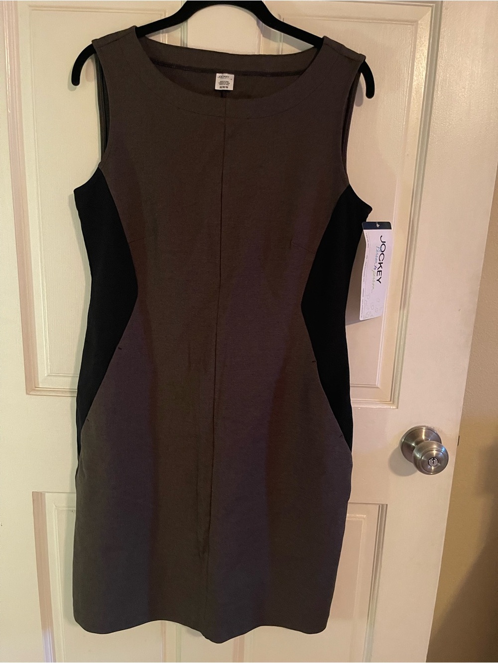 Jockey Gray Sleeveless Sheath Dress with Black Panels